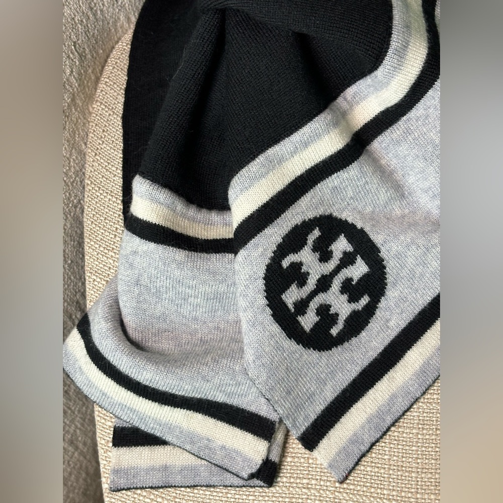 Tory Burch Black and Blue Scarf Wrap